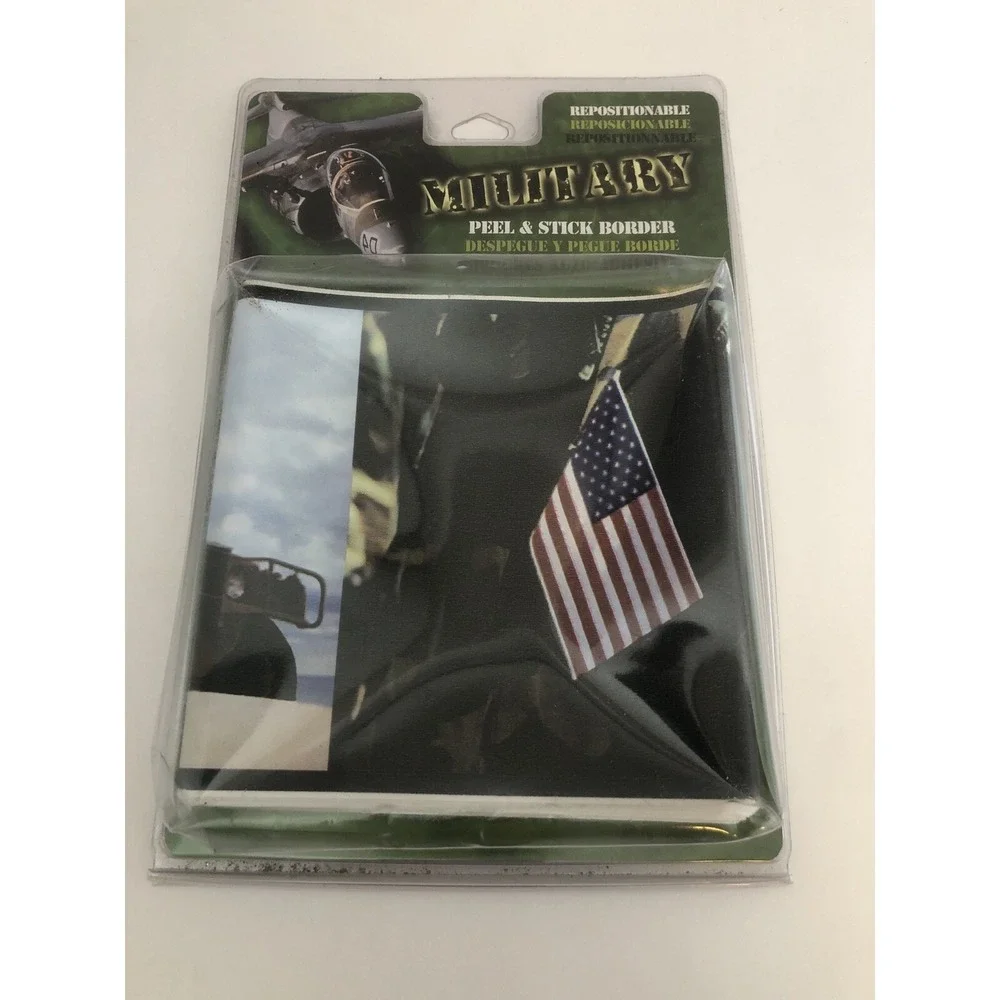 Brewster Military Peel & Stick Border Kid Room 5in x 12ft New PS96311 Green Camo